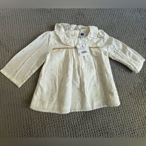Janie and Jack NWT gold and ivory long sleeve blouse 18-24 months